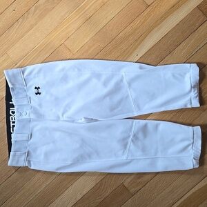 XS Under Armour Women Softball Pants White And Black EUC Like New